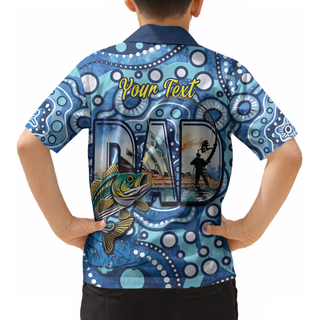Personalised Australia Father's Day Kid Hawaiian Shirt Aussie Fishing Best Dad Ever Aboriginal Pattern