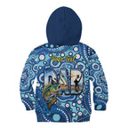 Personalised Australia Father's Day Kid Hoodie Aussie Fishing Best Dad Ever Aboriginal Pattern