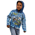 Personalised Australia Father's Day Kid Hoodie Aussie Fishing Best Dad Ever Aboriginal Pattern
