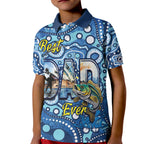 Personalised Australia Father's Day Kid Polo Shirt Aussie Fishing Best Dad Ever Aboriginal Pattern
