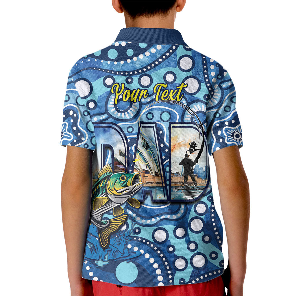 Personalised Australia Father's Day Kid Polo Shirt Aussie Fishing Best Dad Ever Aboriginal Pattern