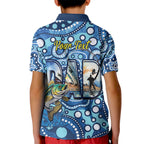 Personalised Australia Father's Day Kid Polo Shirt Aussie Fishing Best Dad Ever Aboriginal Pattern