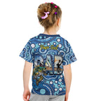 Personalised Australia Father's Day Kid T Shirt Aussie Fishing Best Dad Ever Aboriginal Pattern