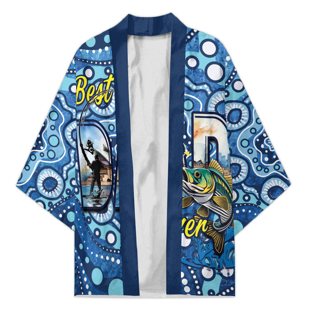 Personalised Australia Father's Day Kimono Aussie Fishing Best Dad Ever Aboriginal Pattern