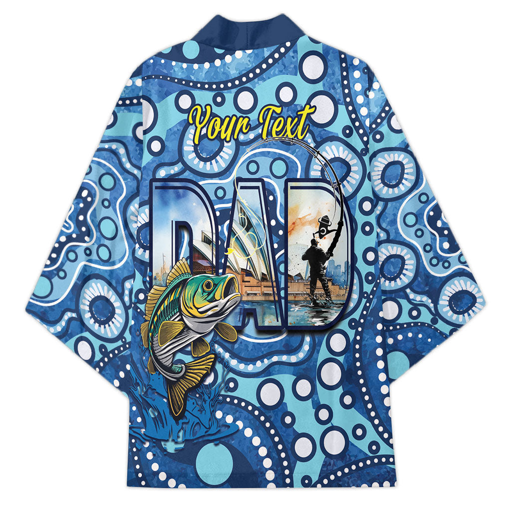 Personalised Australia Father's Day Kimono Aussie Fishing Best Dad Ever Aboriginal Pattern