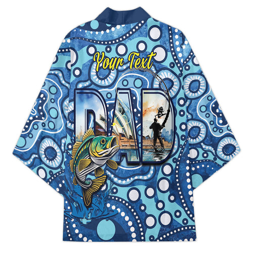 Personalised Australia Father's Day Kimono Aussie Fishing Best Dad Ever Aboriginal Pattern