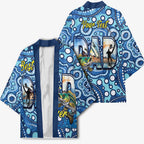 Personalised Australia Father's Day Kimono Aussie Fishing Best Dad Ever Aboriginal Pattern