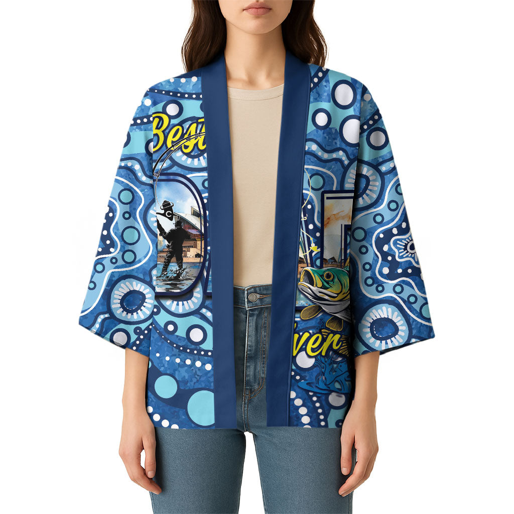 Personalised Australia Father's Day Kimono Aussie Fishing Best Dad Ever Aboriginal Pattern