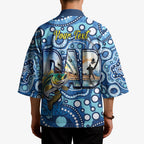 Personalised Australia Father's Day Kimono Aussie Fishing Best Dad Ever Aboriginal Pattern