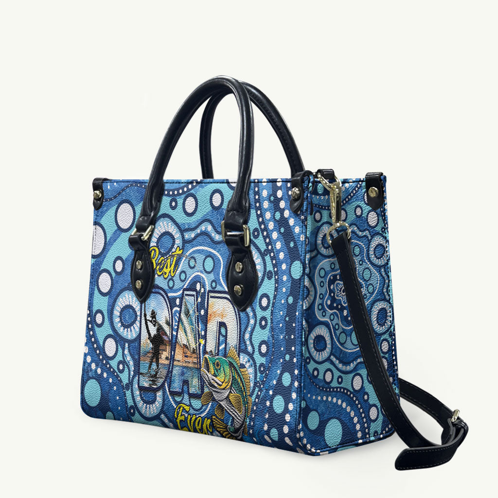 Australia Father's Day Leather Bag Aussie Fishing Best Dad Ever Aboriginal Pattern