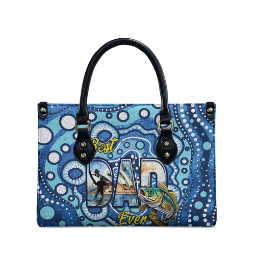 Australia Father's Day Leather Bag Aussie Fishing Best Dad Ever Aboriginal Pattern