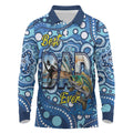 Personalised Australia Father's Day Long Sleeve Polo Shirt Aussie Fishing Best Dad Ever Aboriginal Pattern
