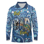 Personalised Australia Father's Day Long Sleeve Polo Shirt Aussie Fishing Best Dad Ever Aboriginal Pattern