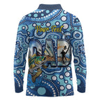 Personalised Australia Father's Day Long Sleeve Polo Shirt Aussie Fishing Best Dad Ever Aboriginal Pattern