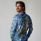 Personalised Australia Father's Day Long Sleeve Polo Shirt Aussie Fishing Best Dad Ever Aboriginal Pattern