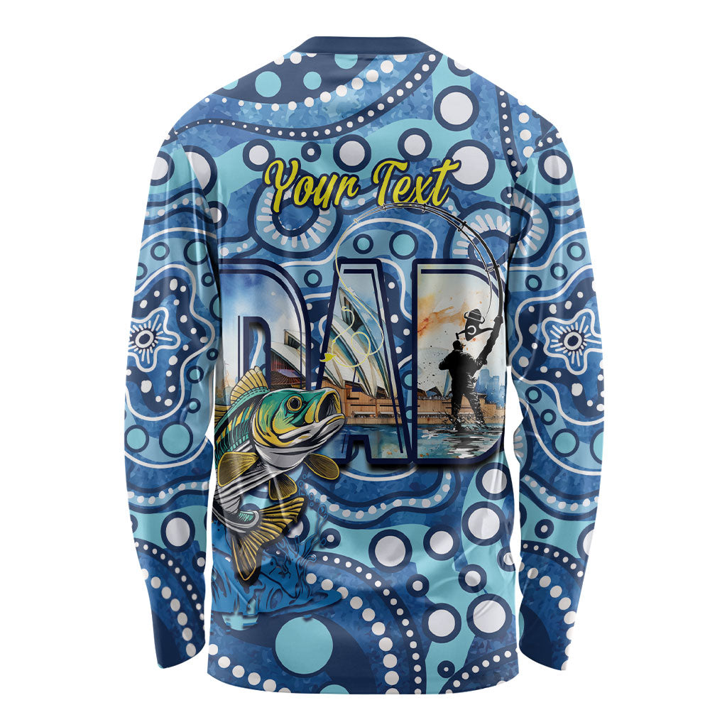 Personalised Australia Father's Day Long Sleeve Shirt Aussie Fishing Best Dad Ever Aboriginal Pattern