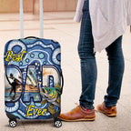 Australia Father's Day Luggage Cover Aussie Fishing Best Dad Ever Aboriginal Pattern