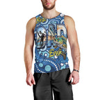 Personalised Australia Father's Day Men Tank Top Aussie Fishing Best Dad Ever Aboriginal Pattern