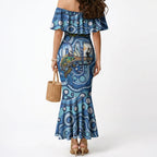 Personalised Australia Father's Day Mermaid Dress Aussie Fishing Best Dad Ever Aboriginal Pattern