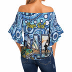 Personalised Australia Father's Day Off Shoulder Wrap Waist Top Aussie Fishing Best Dad Ever Aboriginal Pattern
