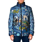 Personalised Australia Father's Day Padded Jacket Aussie Fishing Best Dad Ever Aboriginal Pattern