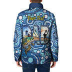 Personalised Australia Father's Day Padded Jacket Aussie Fishing Best Dad Ever Aboriginal Pattern