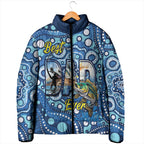 Personalised Australia Father's Day Padded Jacket Aussie Fishing Best Dad Ever Aboriginal Pattern