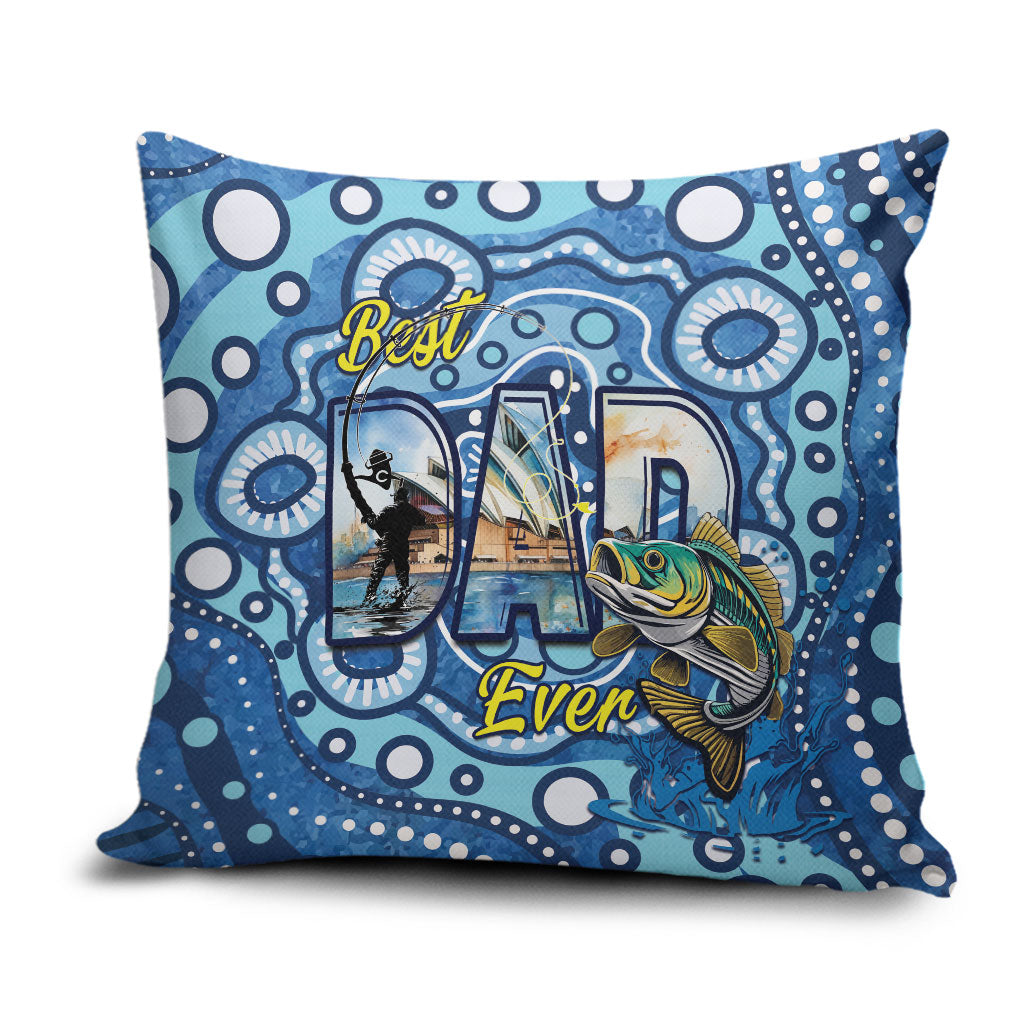 Australia Father's Day Pillow Cover Aussie Fishing Best Dad Ever Aboriginal Pattern