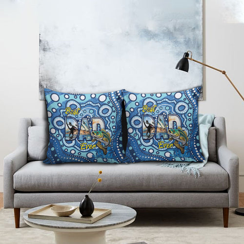 Australia Father's Day Pillow Cover Aussie Fishing Best Dad Ever Aboriginal Pattern