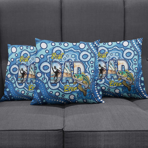Australia Father's Day Pillow Cover Aussie Fishing Best Dad Ever Aboriginal Pattern