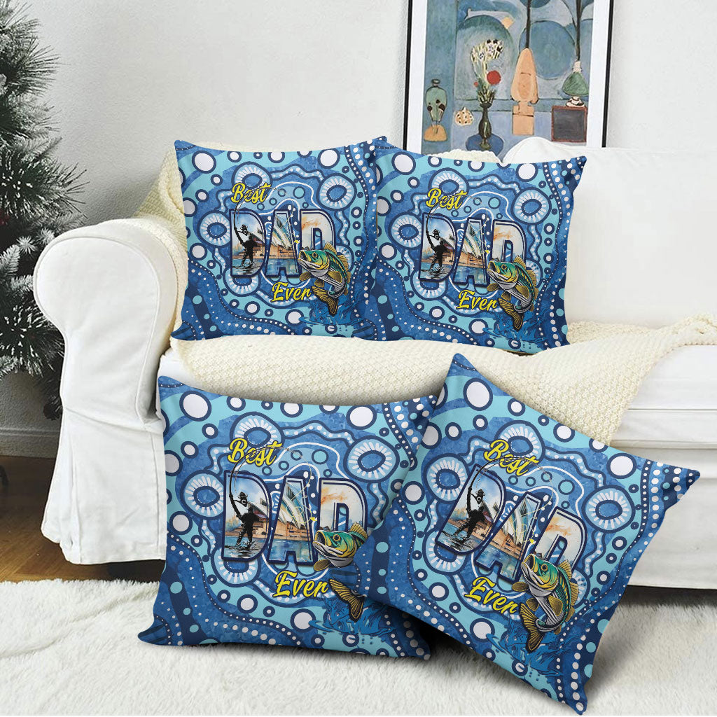 Australia Father's Day Pillow Cover Aussie Fishing Best Dad Ever Aboriginal Pattern