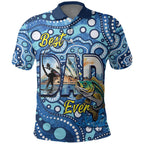 Personalised Australia Father's Day Polo Shirt Aussie Fishing Best Dad Ever Aboriginal Pattern
