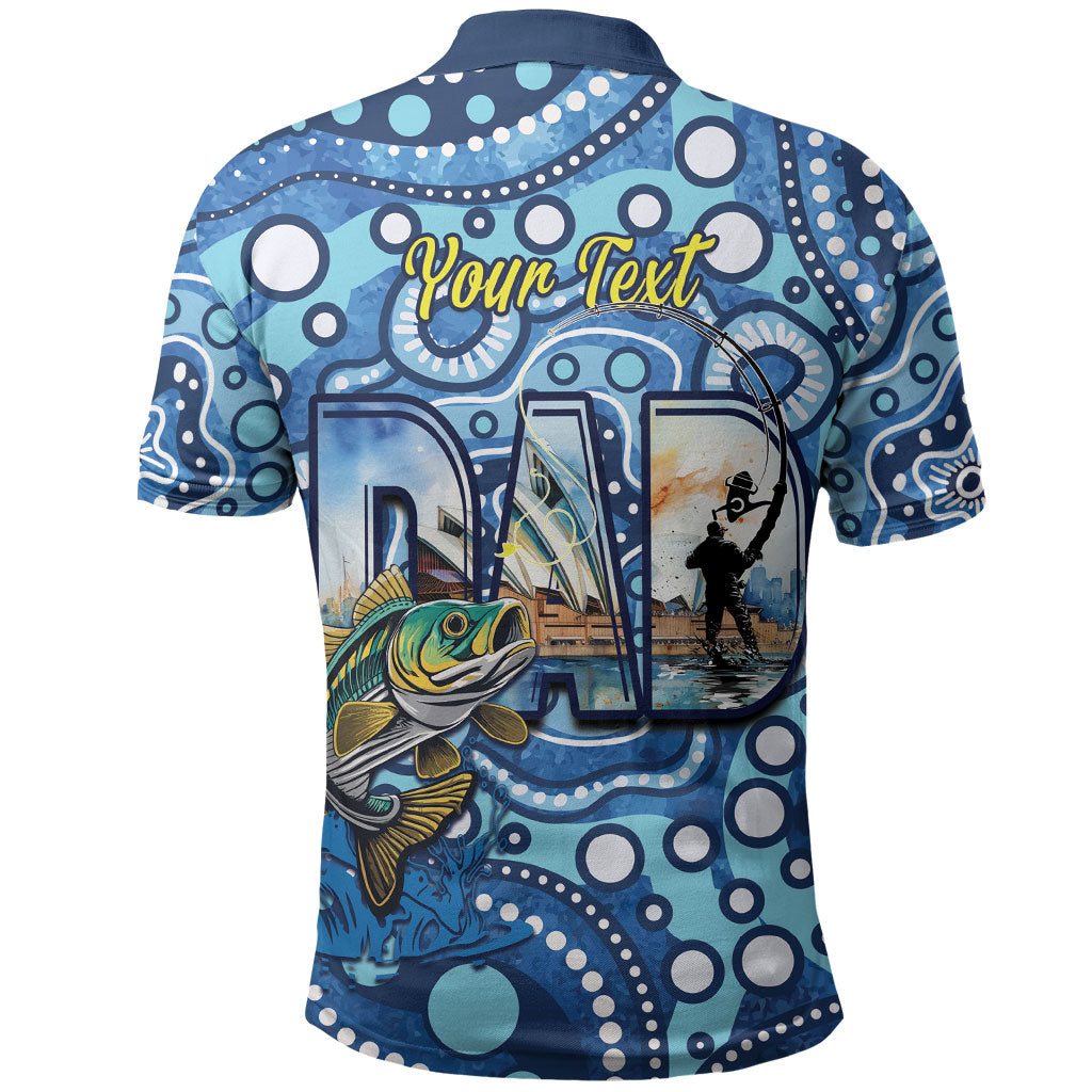 Personalised Australia Father's Day Polo Shirt Aussie Fishing Best Dad Ever Aboriginal Pattern