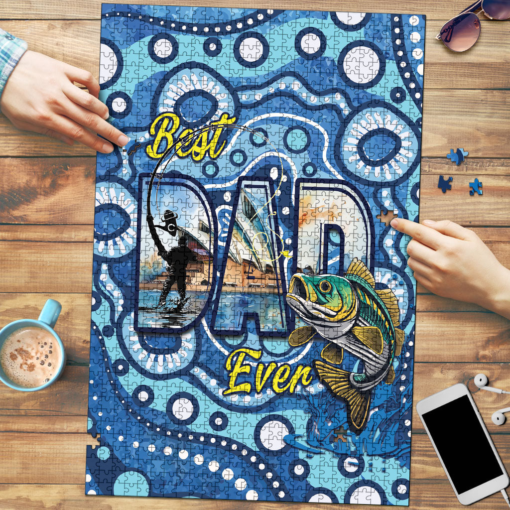 Australia Father's Day Puzzle Aussie Fishing Best Dad Ever Aboriginal Pattern