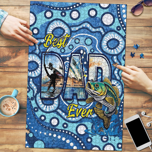 Australia Father's Day Puzzle Aussie Fishing Best Dad Ever Aboriginal Pattern