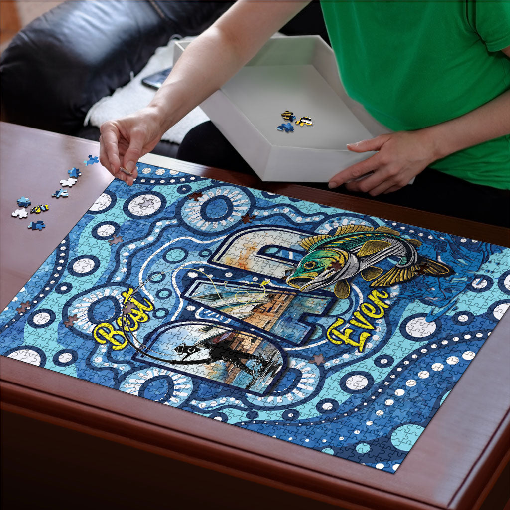 Australia Father's Day Puzzle Aussie Fishing Best Dad Ever Aboriginal Pattern