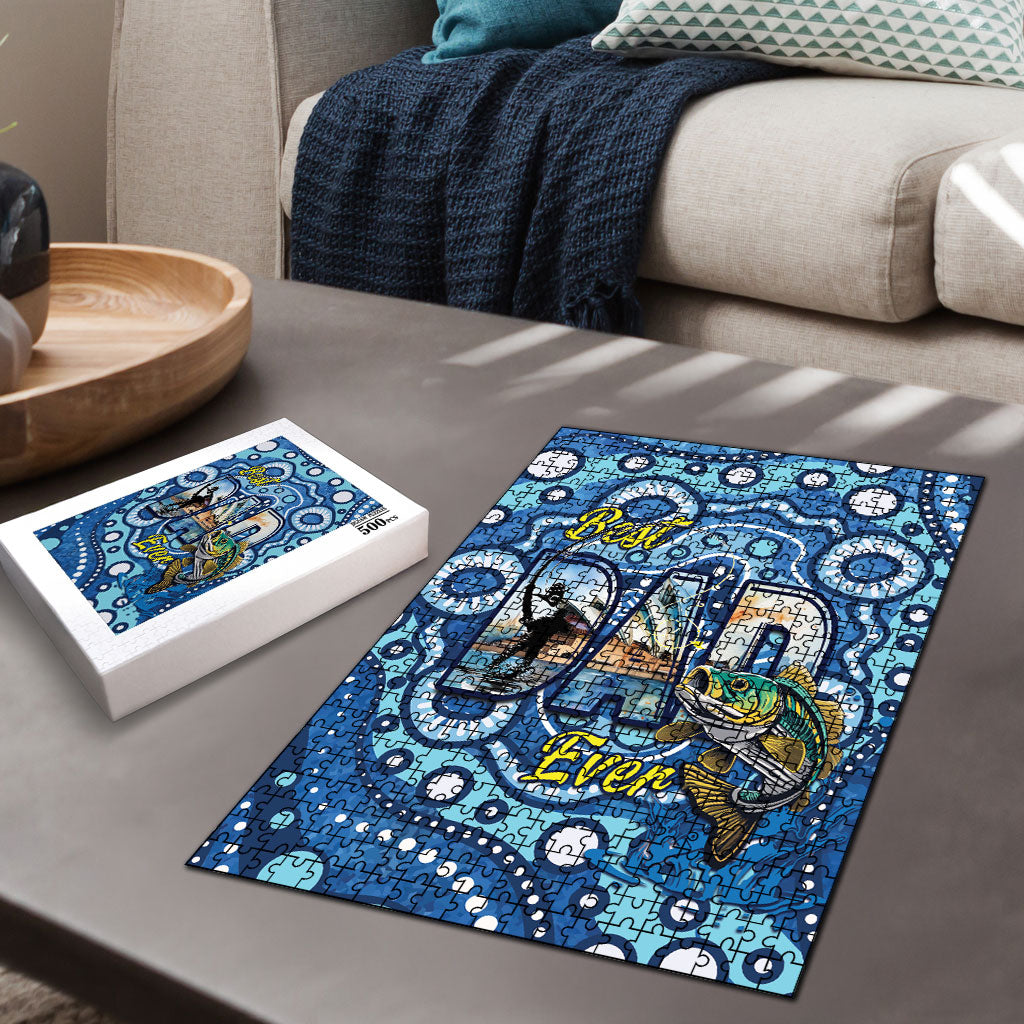 Australia Father's Day Puzzle Aussie Fishing Best Dad Ever Aboriginal Pattern