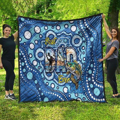 Australia Father's Day Quilt Aussie Fishing Best Dad Ever Aboriginal Pattern