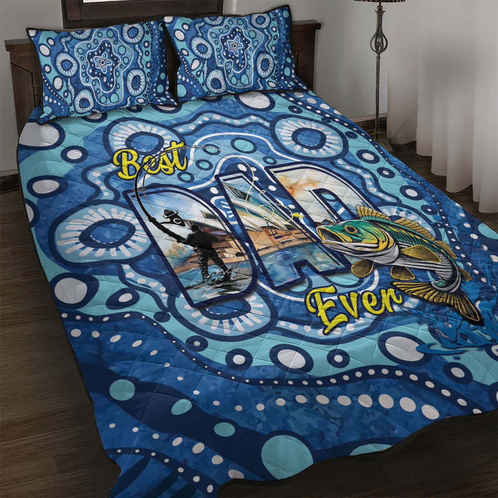 Australia Father's Day Quilt Bed Set Aussie Fishing Best Dad Ever Aboriginal Pattern