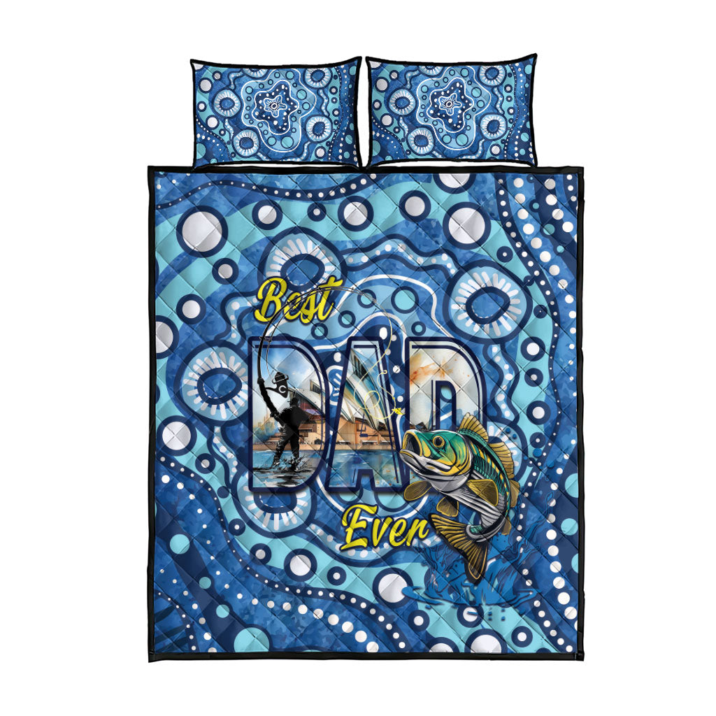Australia Father's Day Quilt Bed Set Aussie Fishing Best Dad Ever Aboriginal Pattern