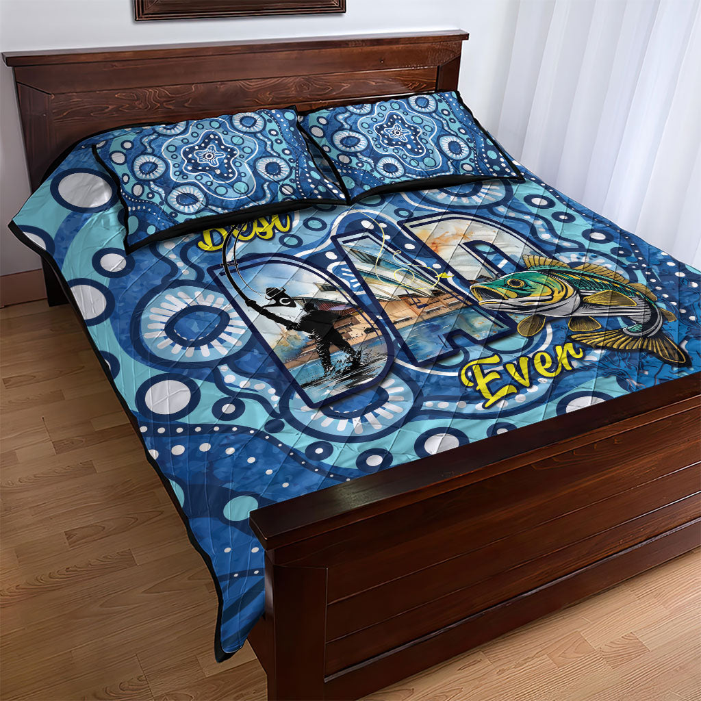 Australia Father's Day Quilt Bed Set Aussie Fishing Best Dad Ever Aboriginal Pattern