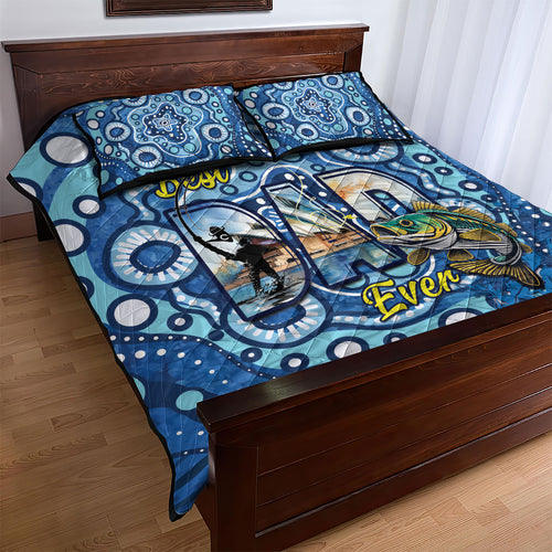 Australia Father's Day Quilt Bed Set Aussie Fishing Best Dad Ever Aboriginal Pattern