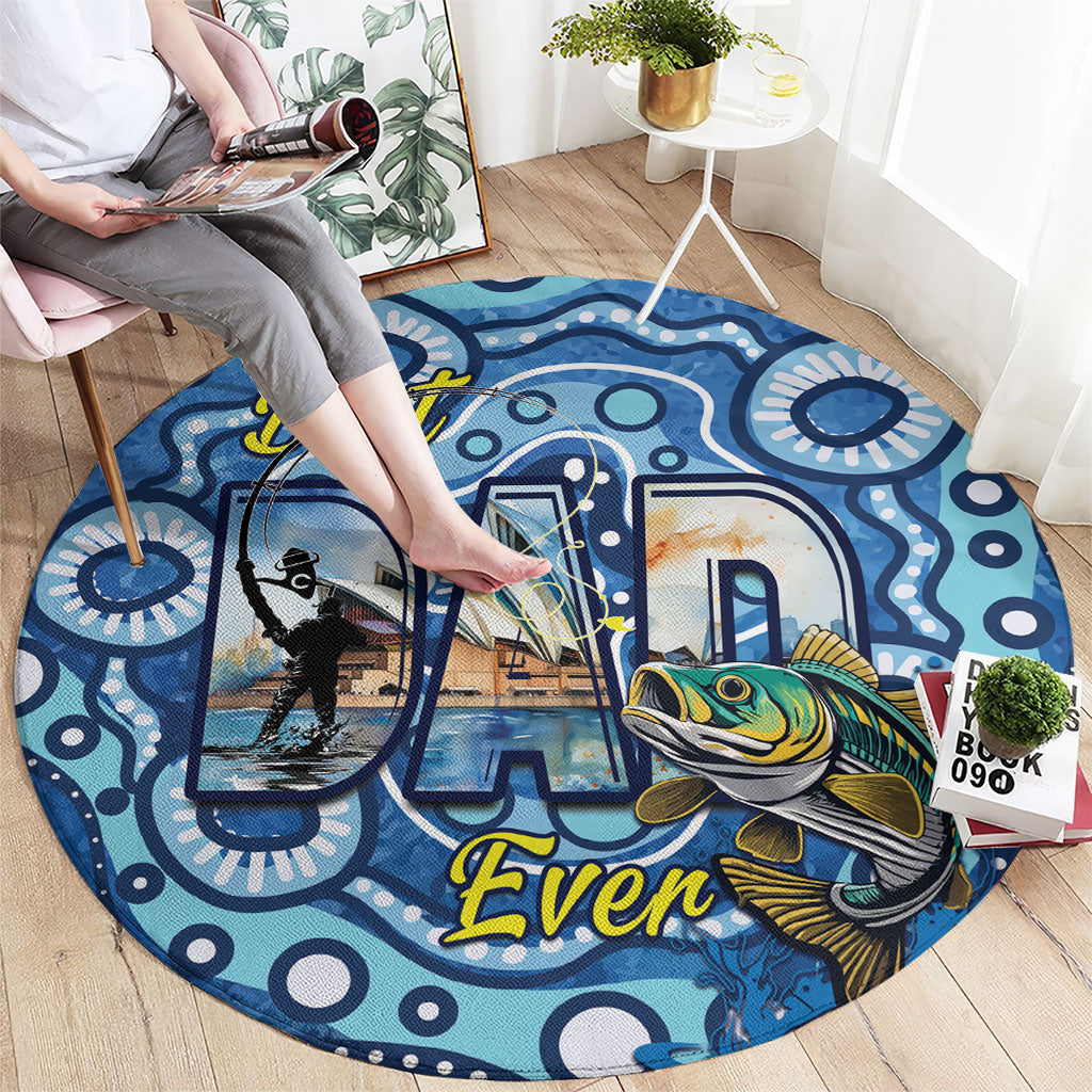Australia Father's Day Round Carpet Aussie Fishing Best Dad Ever Aboriginal Pattern