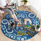 Australia Father's Day Round Carpet Aussie Fishing Best Dad Ever Aboriginal Pattern