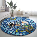 Australia Father's Day Round Carpet Aussie Fishing Best Dad Ever Aboriginal Pattern