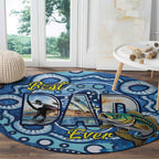 Australia Father's Day Round Carpet Aussie Fishing Best Dad Ever Aboriginal Pattern