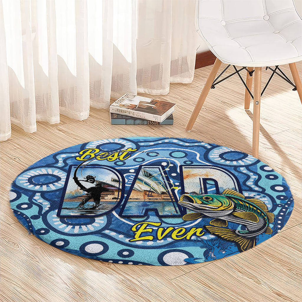 Australia Father's Day Round Carpet Aussie Fishing Best Dad Ever Aboriginal Pattern
