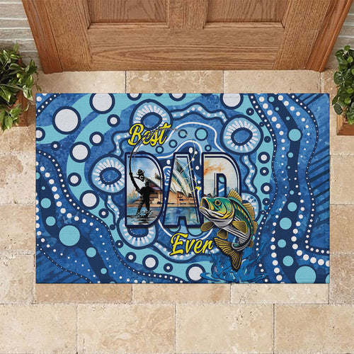 Australia Father's Day Rubber Doormat Aussie Fishing Best Dad Ever Aboriginal Pattern