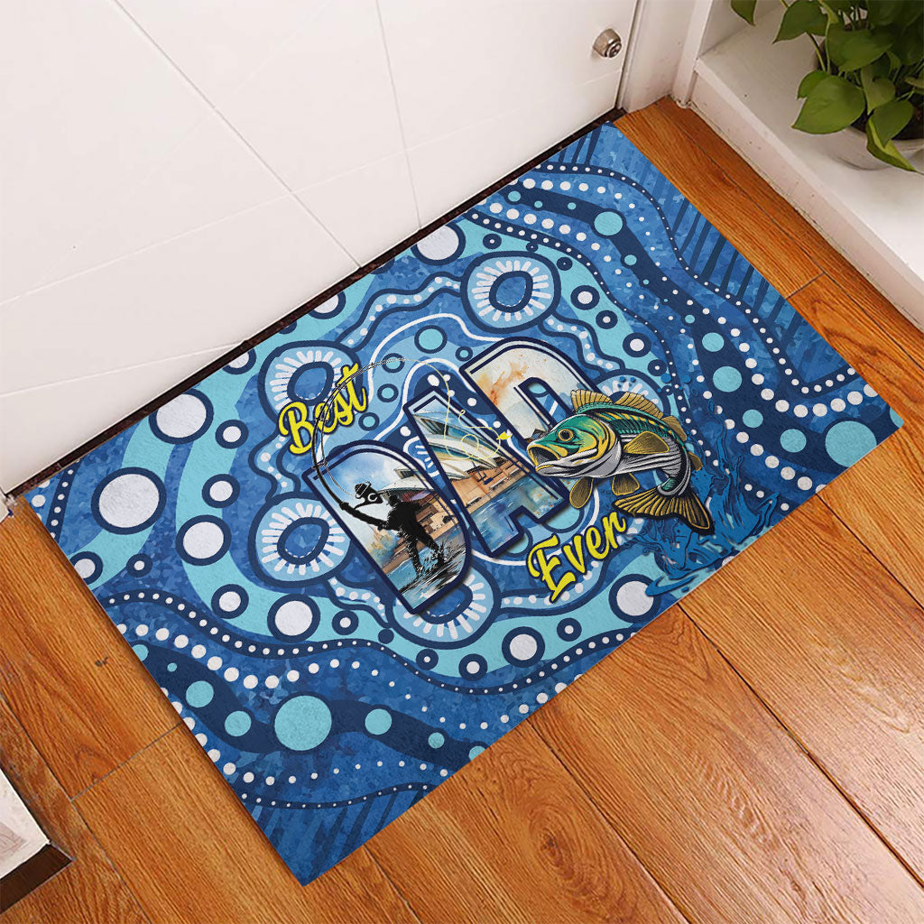 Australia Father's Day Rubber Doormat Aussie Fishing Best Dad Ever Aboriginal Pattern