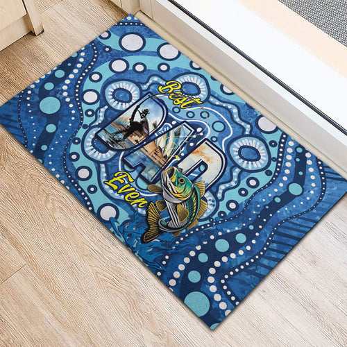 Australia Father's Day Rubber Doormat Aussie Fishing Best Dad Ever Aboriginal Pattern
